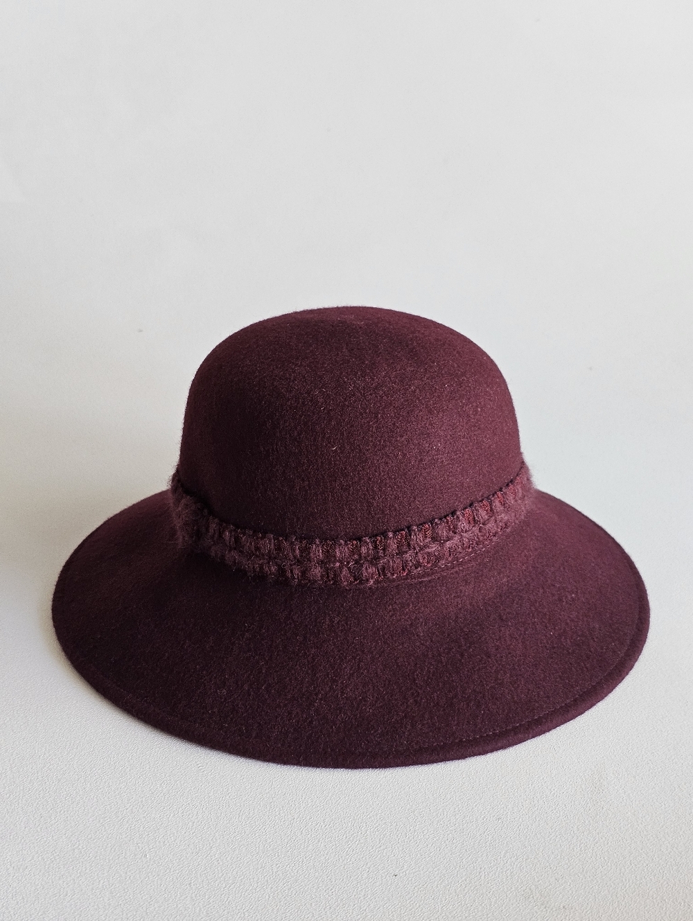 Galliano Sorbatti Wool Hat Burgundy Wide Brim Italy Vintage Style - Picture 2 of 11